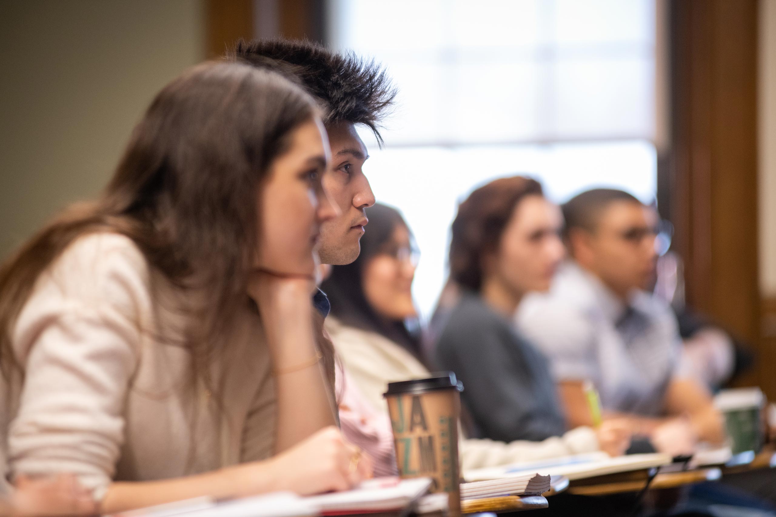 Students in profile in a marketing class in the School of Business