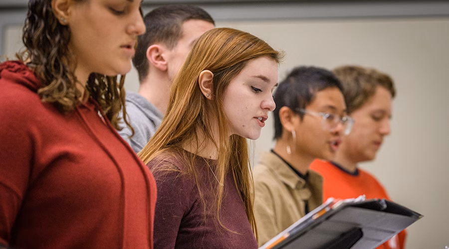 Clark Choir rehearsing a song