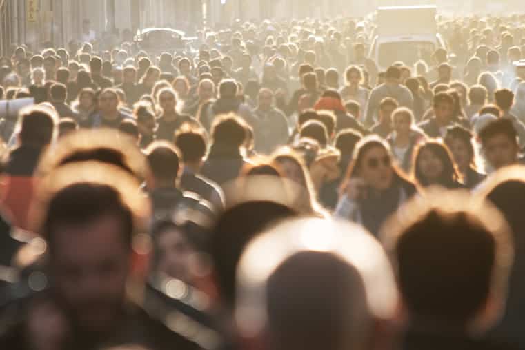 a crowd of people in NYC