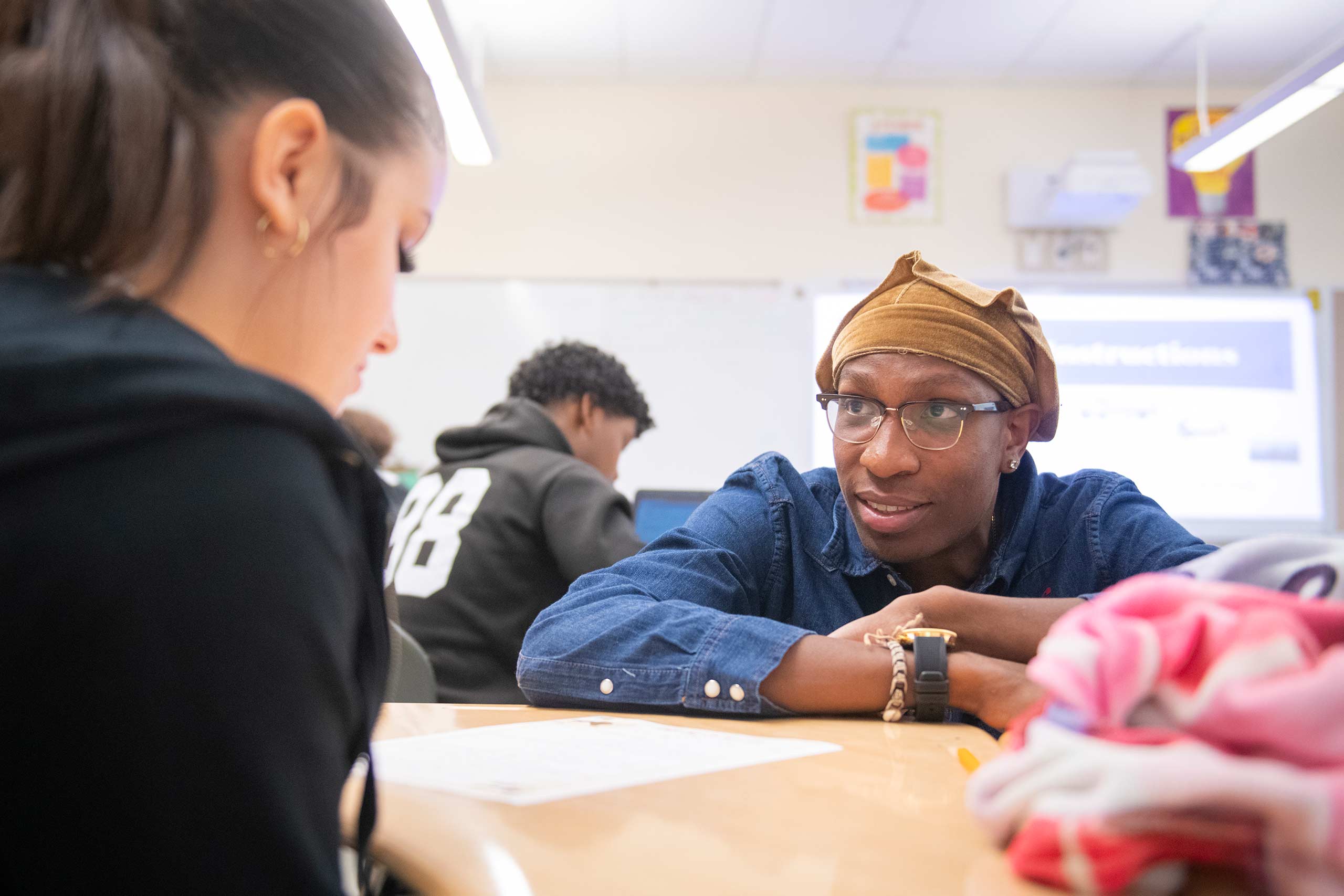 Nate Edwards-Roseney 鈥26 lead ninth-grade wellness lessons at Southbridge Public Schools.