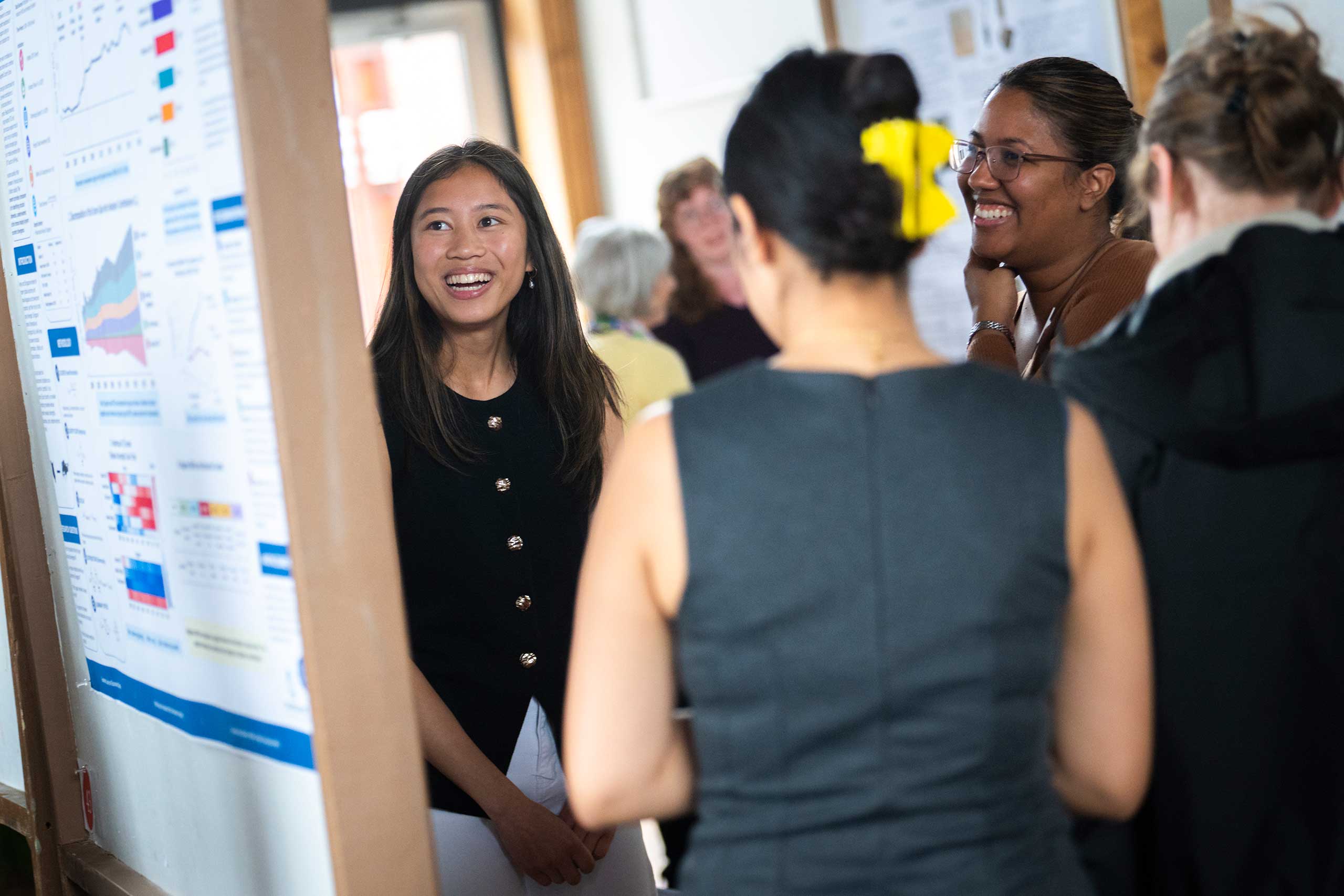 A student presents research at ClarkFest, a biannual showcase of original student work.