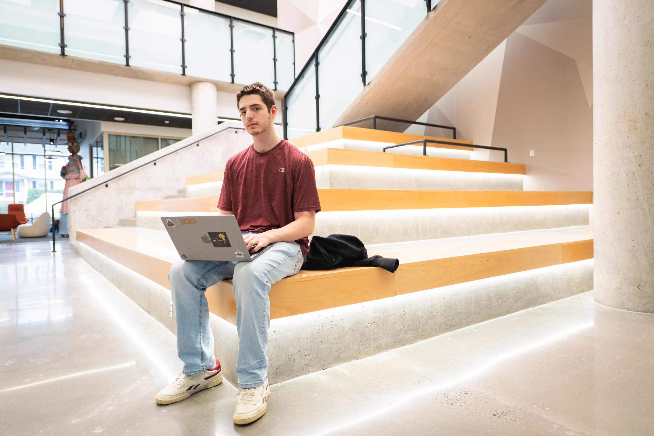 Sam Lazuka ’29 works on the design for his text based zombie apocalypse game, the Final Door.