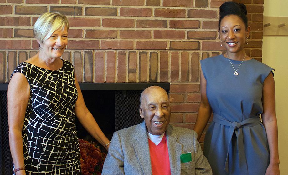 Prof. Janette Greenwood, Stanley Gutridge '45 and Prof. Esther Jones