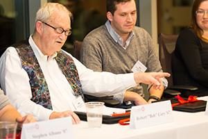 Robert "Bob" Cory '67 makes a point during the panel presentation.