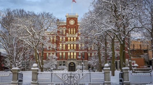 Jonas Clark building in winte