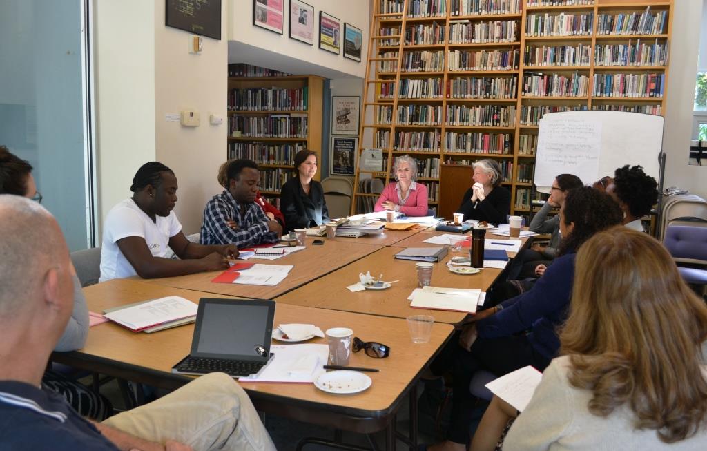 Participants in the IDCE workshop “Witnessing: Taking testimonies and constructing refugee narratives” (Sept. 19-21) gather in the Rose Library at the Strassler Center for Holocaust and Genocide Studies at Clark University. Leading the workshop are Leora Kahn and Anita Häusermann Fábos.