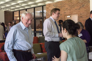 Steve Steinbrecher '55 greets Fellowship alumni