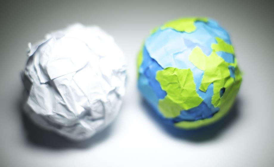 Paper ball and paper ball Earth