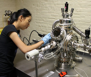 Ling Fu working in a lab