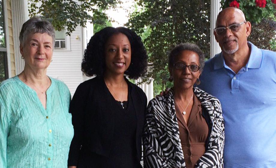 Professor Virginia Mason Vaughan, Professor Esther Jones, Octavia and Norman Napier met at the English House at Clark University