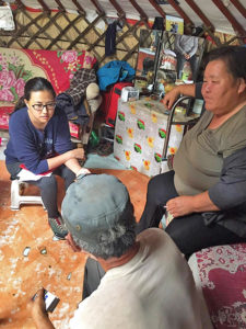 Odgerel Chintulga interviews families in Mongolia.