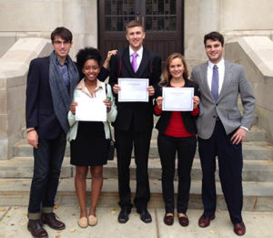 Clark Model U.N. participants at the Columbia University Model United Nations in New York conference included Yohan Senarath '14, Corie Welch '17, Patrick Burchat '15, Dulara de Alwis '14, Migel A. Lara '15, Doga Bilgin '16, Mariale Poleo '15, and Themal Ellawala '13.