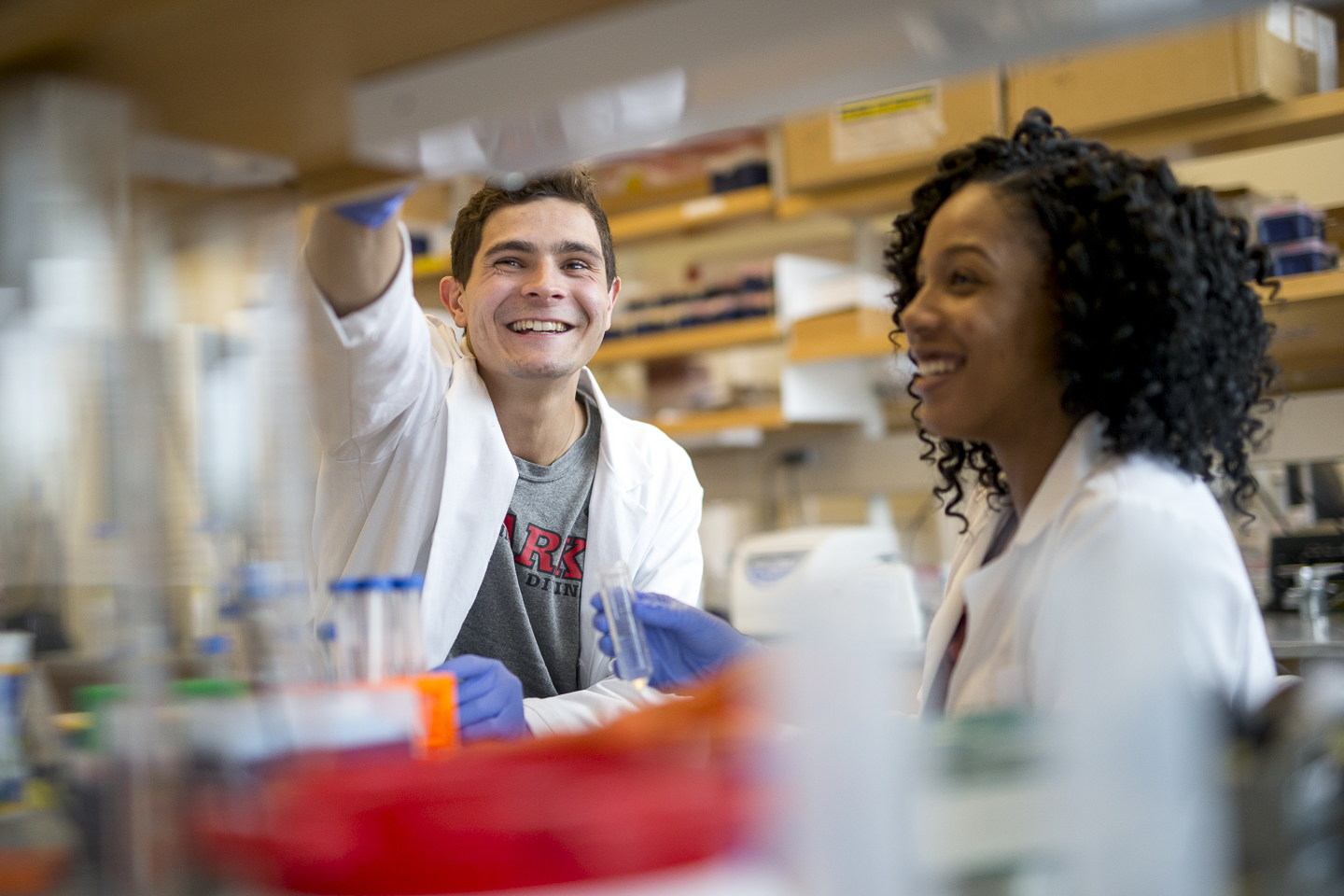 two students in lab