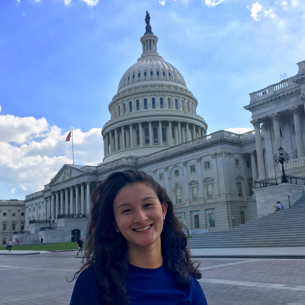 Sara Conroy in front of Capitol in Washington