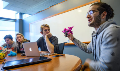 Zaza Gelashvili,(foreground) Sam Brody, Justine Bohl and Professor Nathan Ahlgren