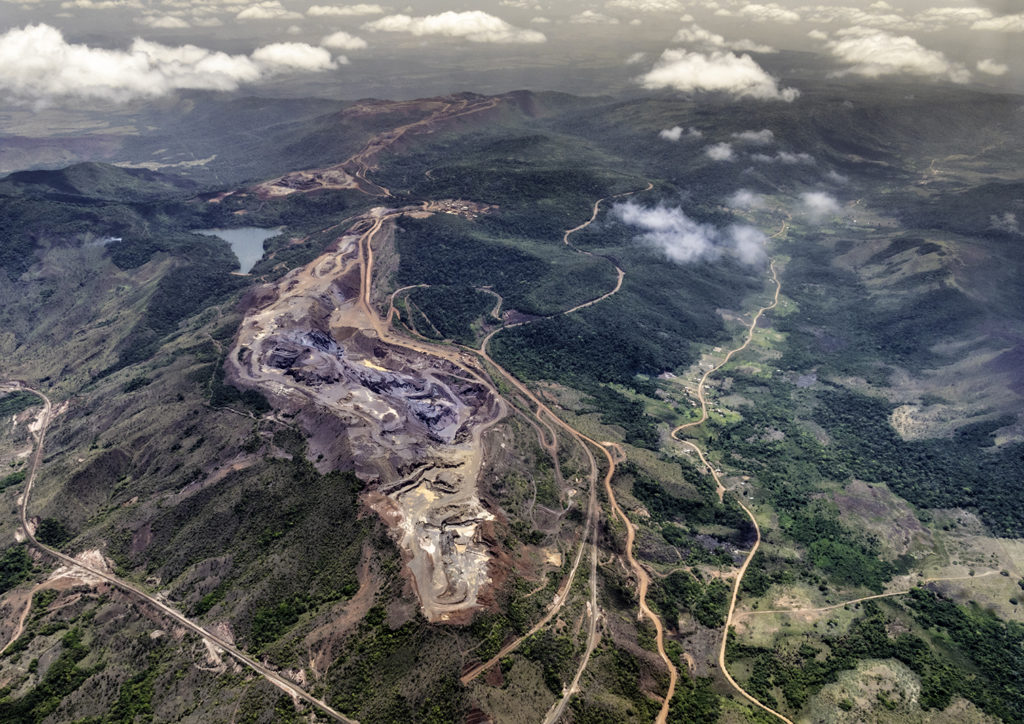 Aerial view of a bauxite mine exploitation and aluminum production in Ciudad Guayana, Venezuela