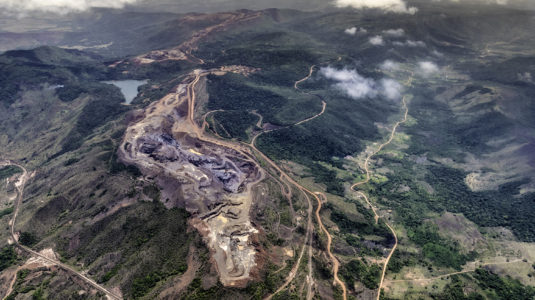 Aerial view of a bauxite mine exploitation and aluminum production in Ciudad Guayana, Venezuela