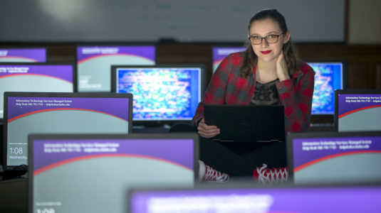 Samantha Hughson in Clark computer lab