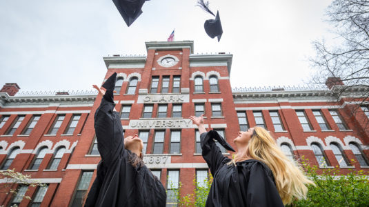 Commencement 2018 cap tossing