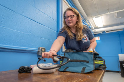 Becca Nash '19 prepares her EMT bag