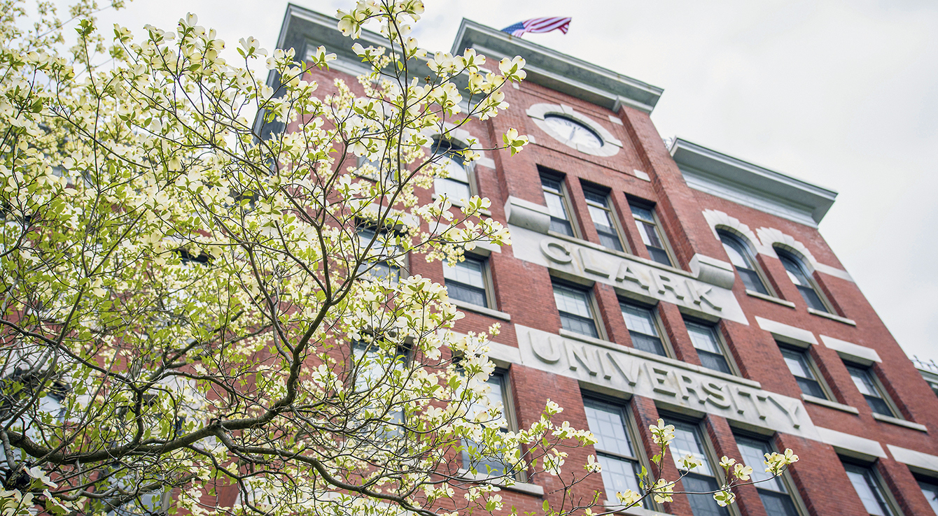 Jonas Clark Hall with flowers