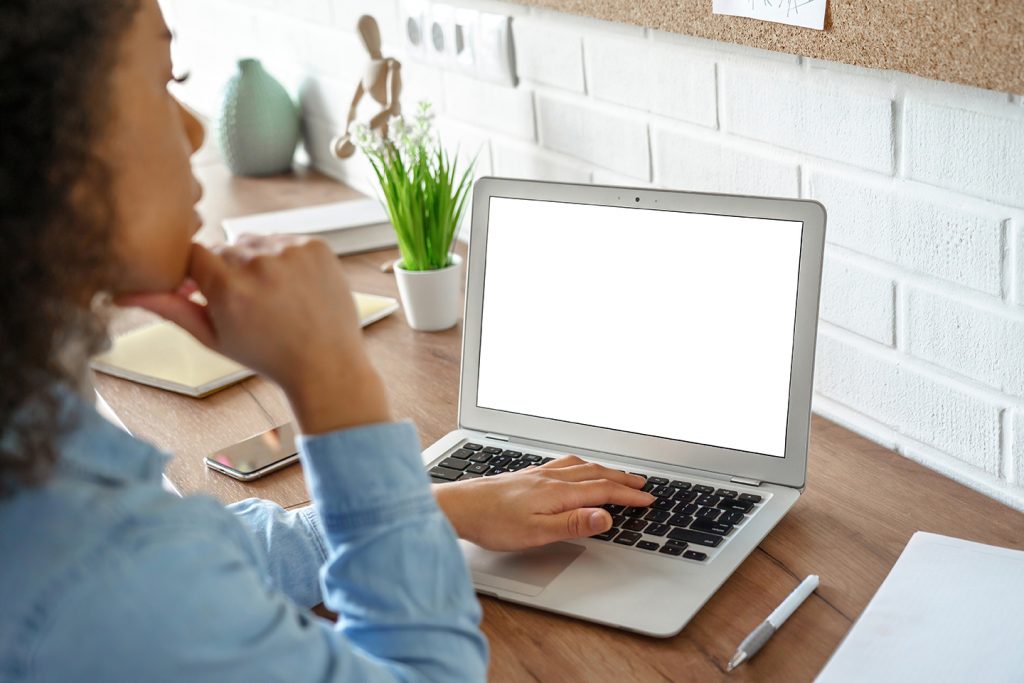 Woman sitting at computer