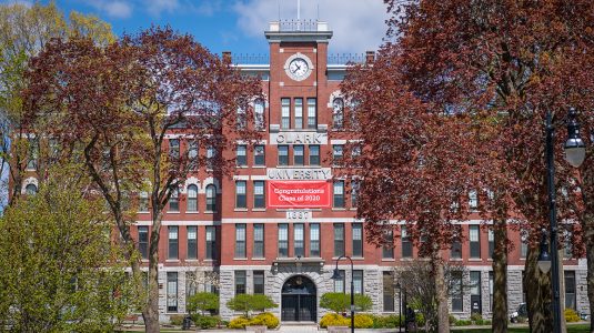 Jonas Clark Hall with banner