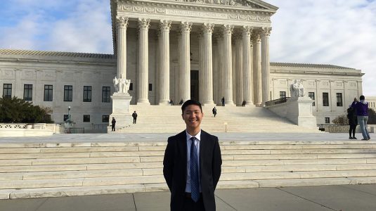 Joseph Jung '20 outside the Supreme Court of the United States