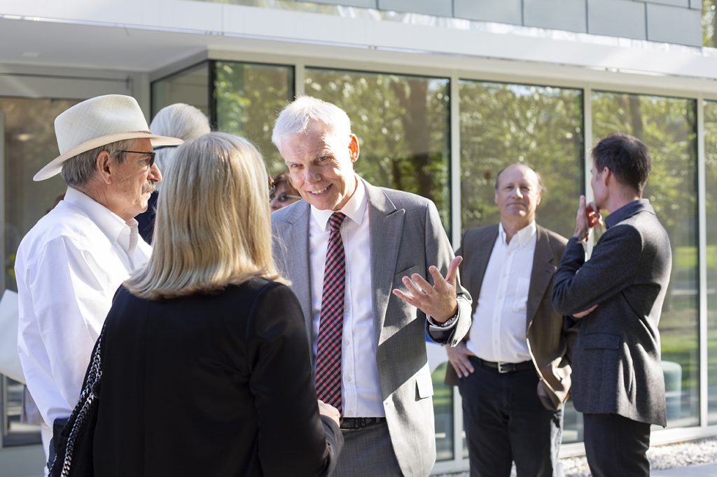 David Angel attends the ribbon-cutting for the Colin Flug Graduate Study Wing.