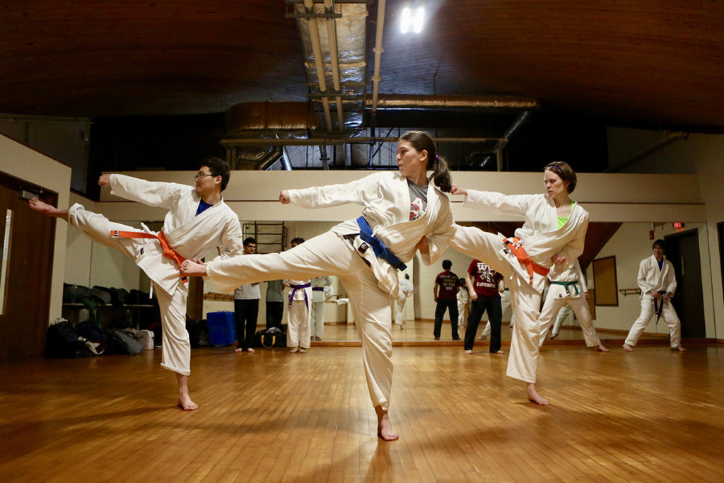 Clark Karate club practices prior to the COVID-19 pandemic