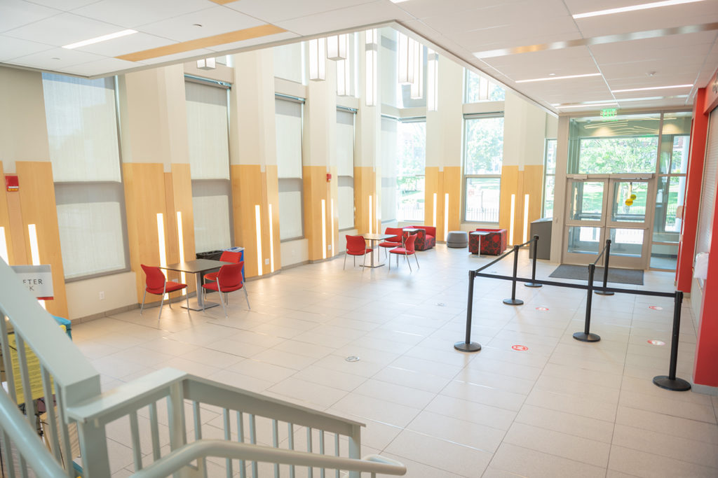 Clark University Alumni and Student Engagement Center lobby