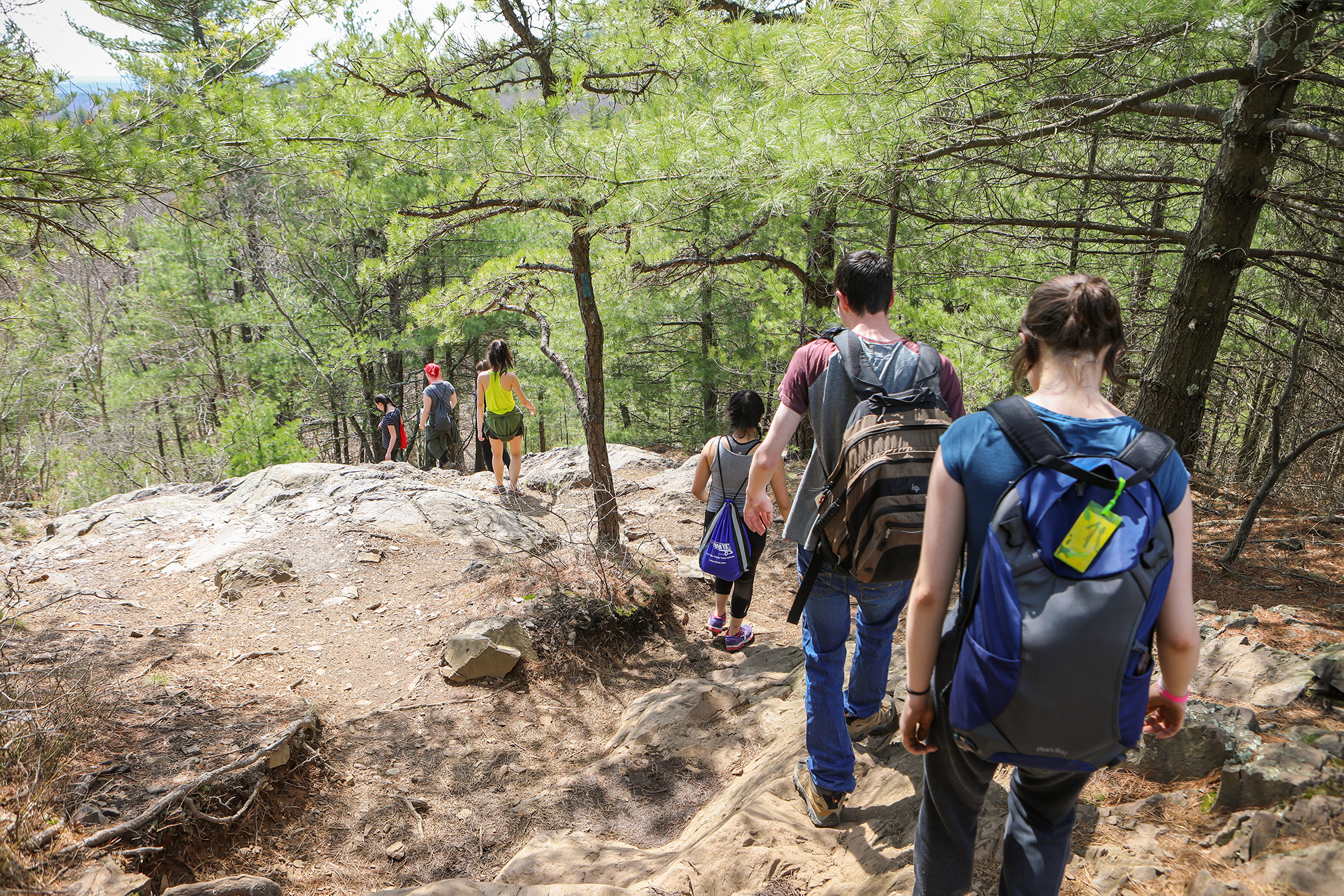 students hiking