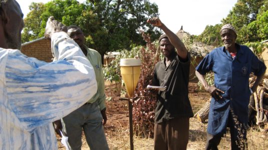 Farmers using rain ga