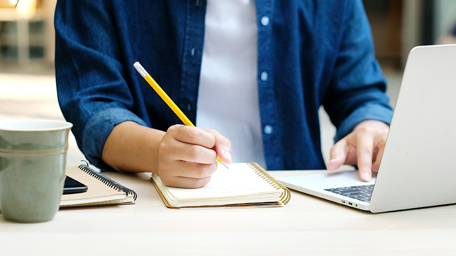 student at laptop