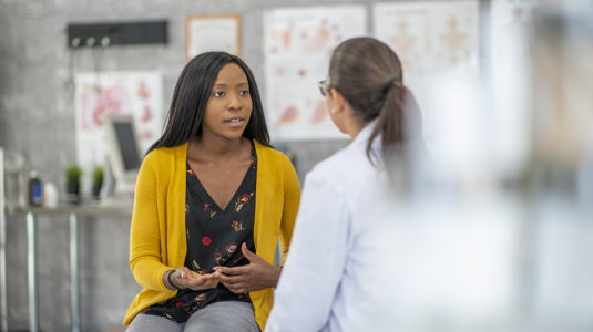 African American woman in doctor's office