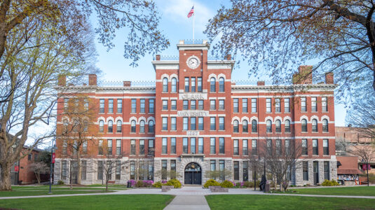 Jonas Clark Hall in the spring