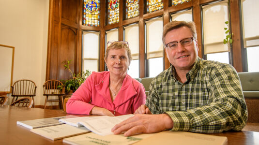 Professor James Murphy, editor-in-chief of Economic Geography, with Hilary Laraba, the journal’s managing editor.