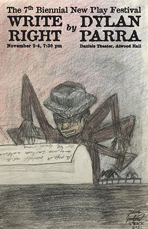 Poster for Write, Right, a new play by Dylan Parra 