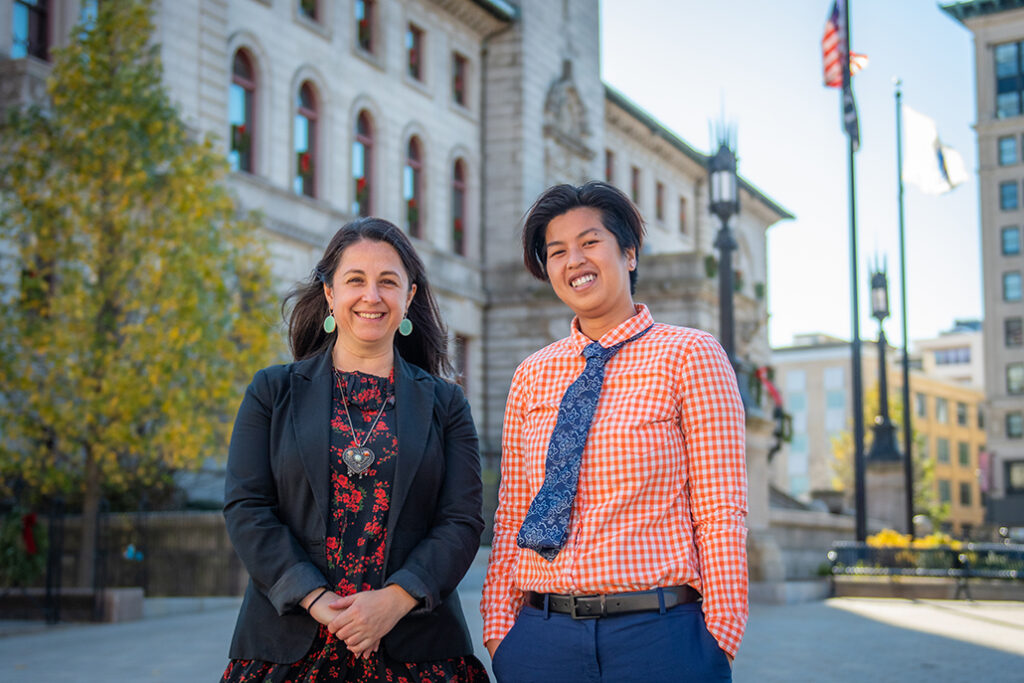 Worcester City Councilors Thu Nguyen ’14 and Etel Haxhiaj ’04, M.A. ’08