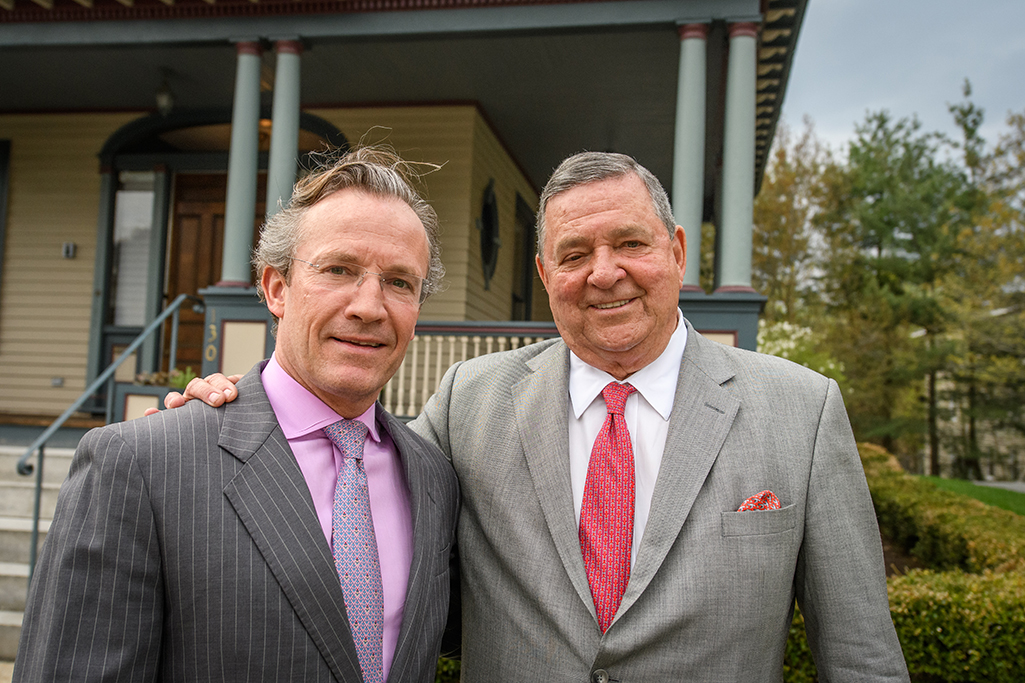 Clark University Trustee Robert Stevenish (right) and former trustee Robert Stevenish II