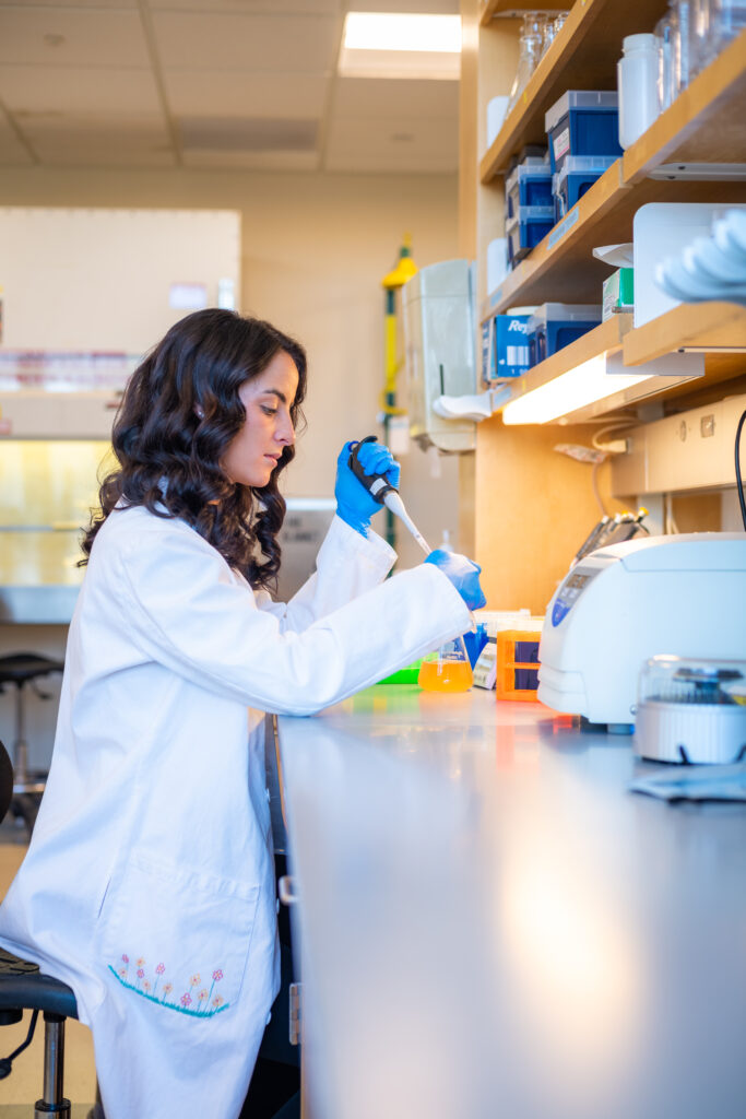 student in lab