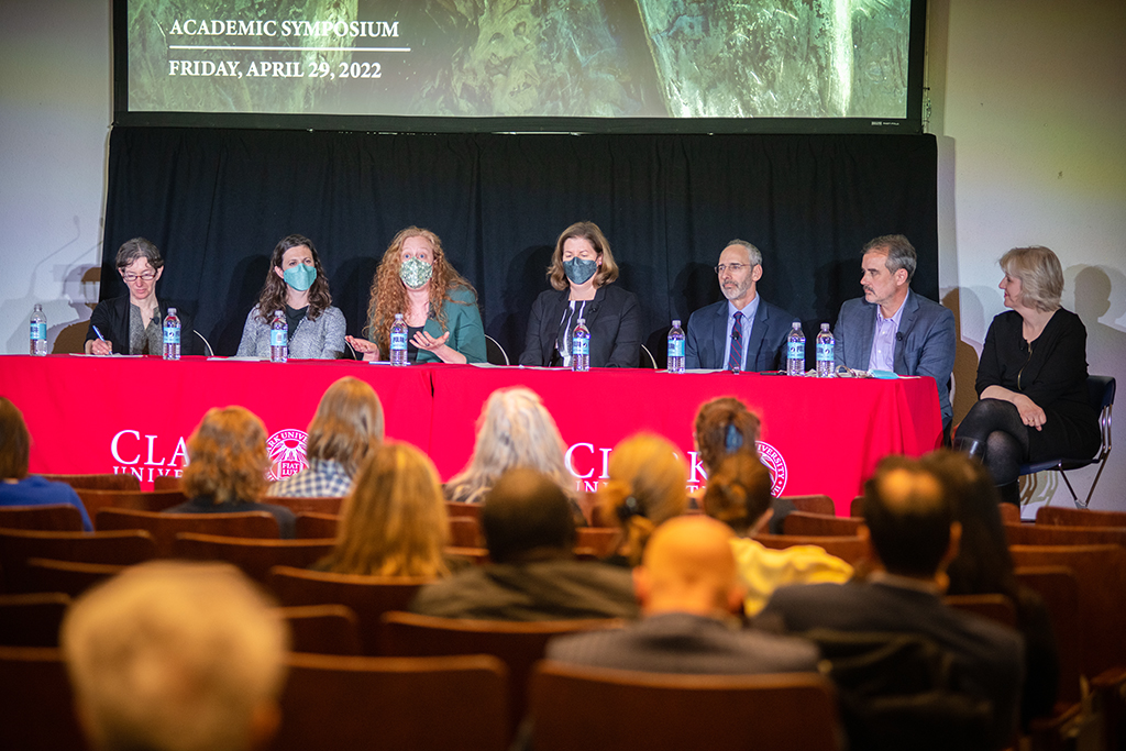 Political Science Professors (from left) Valerie Sperling, Ora Szekely, Michael Butler, Paul Posnere, and Kristen Williams