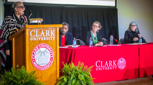 From left: Professor Parminder Bhachu, Ousmane Power-Greene, Kristin Wilson, and Anita Fábos