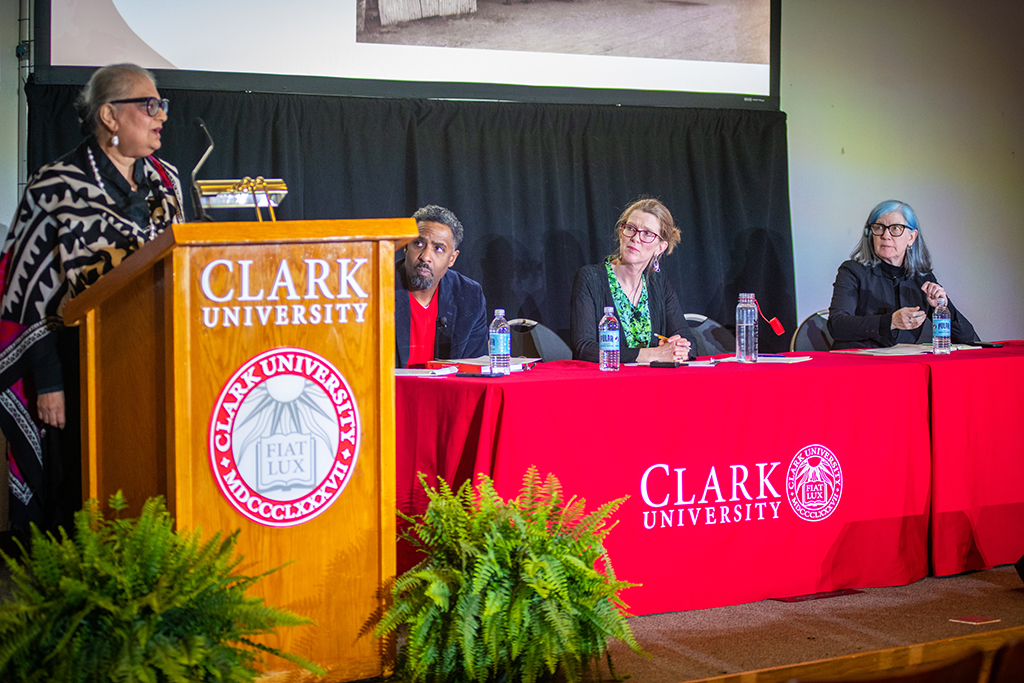 From left: Professor Parminder Bhachu, Ousmane Power-Greene, Kristin Wilson, and Anita Fábos