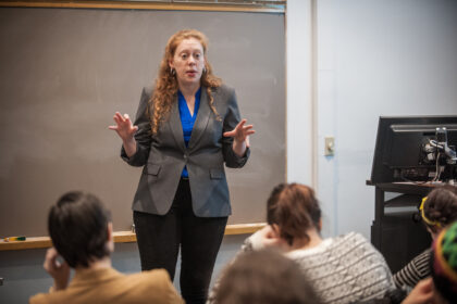 Ora Szekely teaches a class at Clark