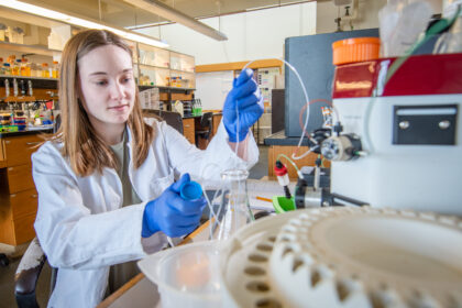 student in lab