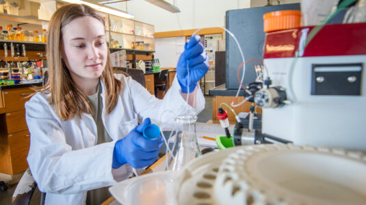 student in lab