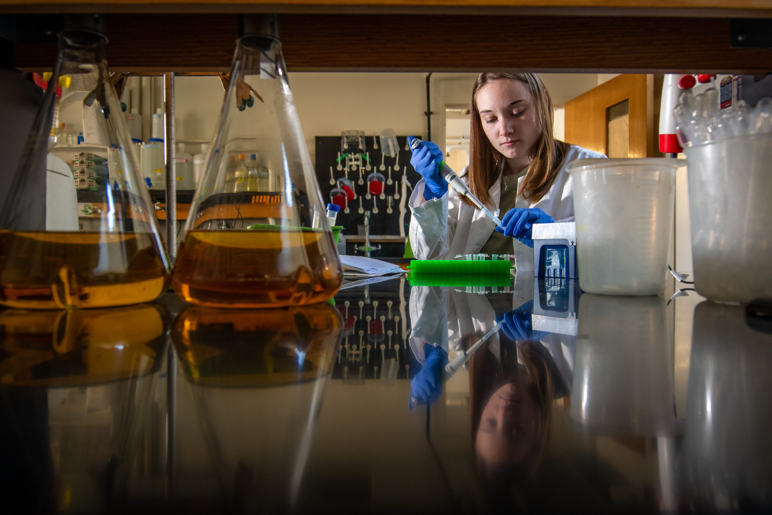 student in lab