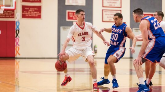 Charlie Stevens '20 on the court as a Clark student-athlete.