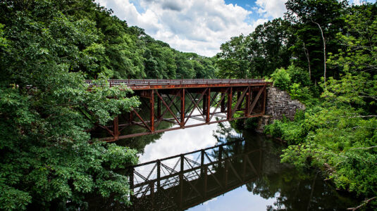 Railroad bridge across Blackstone River